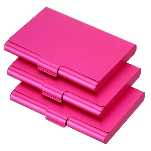 BTYQKZVPM Aluminium-Kartenetui Vatertagsgeschenk, Vatertag Visitenkartenhalter 3er-Set 93x60x16mm Mehrfarbig Visitenkartenhalter(Rose Red) von BTYQKZVPM
