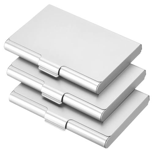 BTYQKZVPM Aluminium-Kartenetui Vatertagsgeschenk, Vatertag Visitenkartenhalter 3er-Set 93x60x16mm Mehrfarbig Visitenkartenhalter(Silver Tone) von BTYQKZVPM