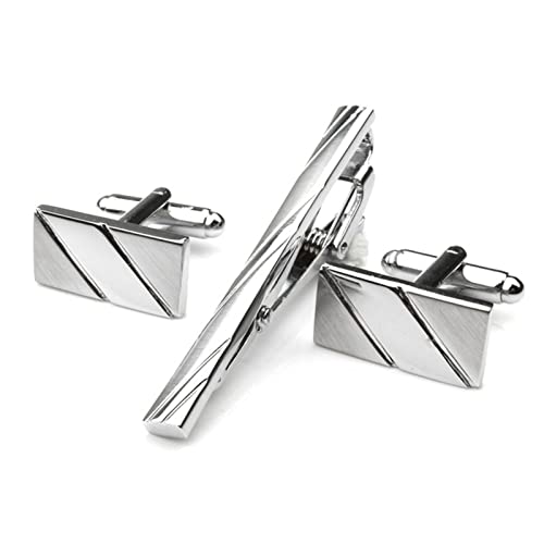 BTYQKZVPM Krawattenklammer für Männer， Herren Klassische Business Square Manschettenknöpfe Krawattenklammern Set Krawattennadel Krawattenklammern Clip Verschluss von BTYQKZVPM