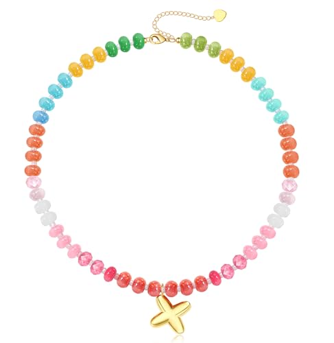 Initialen-Halsketten für Frauen, Perlen-Halsketten für Frauen mit Blasen-Halskette, Buchstaben-Strumpffüller für Teenager, trendiges Zeug, farbenfroher Edelstein-Choker, 14 Karat Gold, Buchstabe A-Z Initialen-Halsketten für Frauen, Perlen-Halsketten für Frauen mit Blasen-Halskette, Buchstaben-Strumpffüller für Teenager, trendiges Zeug, farbenfroher Edelstein-Choker, 14 Karat Gold, Buchstabe A-Z von BTYSUN