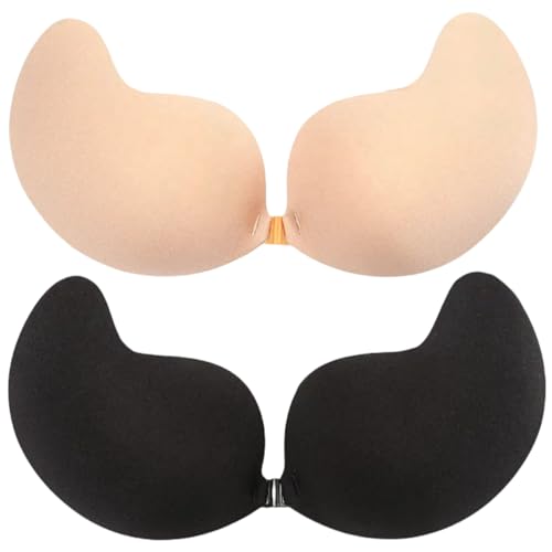 Klebe BH Push Up,Trägerloser BH,BH Rückenfrei,Unsichtbarer BH,Wiederverwendbare Unsichtbar Silikon Rückenfreier BH Haut Freundlich Selbstklebend BH,für Abendkleid Brautkleid Badeanzug und rückenfreie von BTkviseQat