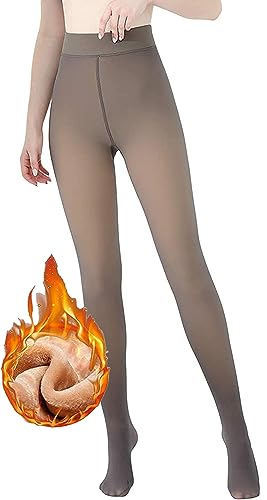 BTkviseQat Thermostrumpfhosen für damen,Strumpfhosen Damen Winter,Gefütterte Strumpfhose (DE/NL/SE/PL, Alphanumerisch, L, XL, Regular, Regular, Kaffee Durchsichtig,220g, für 5~20 ℃) von BTkviseQat