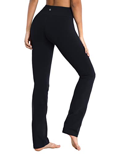 BUBBLELIME 73,7 cm / 78,7 cm / 83,8 cm / 88,9 cm 3 Stile Damen Bootcut Yogahose Basic Rückentasche Gerades Bein Weich Workout Flare Bauchkontrolle - Schwarz - M x 33L von BUBBLELIME