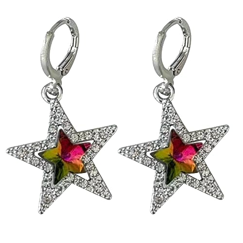 1 Paar Vintage Fünf Punkte Stern Gothic Punk Ohrringe Weibliche Minimalistische Schädel Kirsch Pentagramme Metallohrschnallen von BUBEFSKD