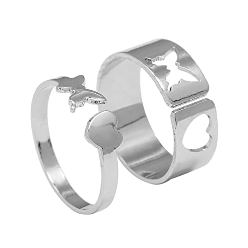 2 Stücke Butterlfly Heart Offene Ringe Für Frauen Mädchen Liebhaber Schmuck Fügen Sie Outfit Highlights Hinzu von BUBEFSKD
