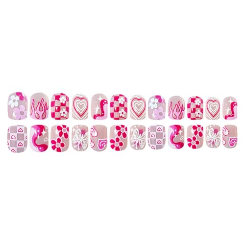 24pcs Press Auf Nägel Mandelkleber Französischen Gefälschten Designs Falsche Künstliche Geschenke Für Frauen Mädchen Acrylklesum Nagel Für Frauen Klar von BUBEFSKD