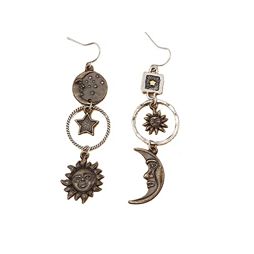 2pcs Einfache Tropfen Dangle Ohrringe All Match Pentagramm Für Sun Moon Anhänger Für Damen Valentinstag G Asymmetrische Sonnenmondohrringe 2pcs Einfache Tropfen Dangle Ohrringe All Match Pentagramm Für Sun Moon Anhänger Für Damen Valentinstag G Asymmetrische Sonnenmondohrringe von BUBEFSKD