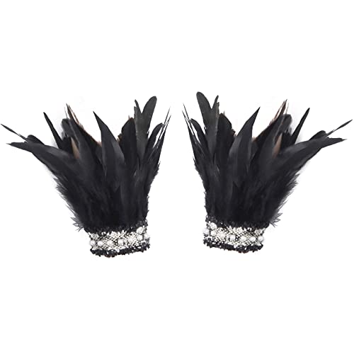 BUBEFSKD 1 Paar Federmanschetten Halloween Handgelenk Armbänder Mit Bandbindungen Armbänder Für Cosplay Kostüm Spiel Party Handgelenk Rot von BUBEFSKD