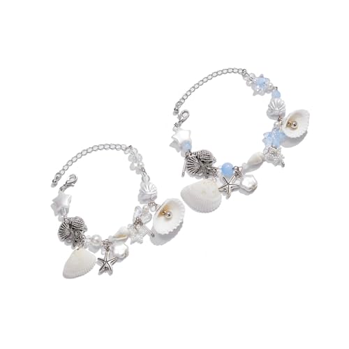 BUBEFSKD 2 Pack Sea Themeed Armband Sorgt Für Komfort Trendige Frauen Jeden Tag Der Für Tägliche Und Party Meeresbrise Schalenarmband Geeignet von BUBEFSKD