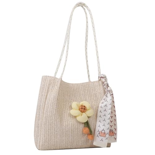 BUBEFSKD 2023 Neue Gewebte Taschen Mode Strohgeflügel Eimer Taschen Große Kapazität Einkaufstasche Lässig Handtasche Schulter Für Frauen Mädchen Tasche von BUBEFSKD