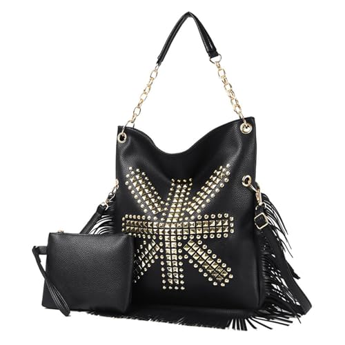 BUBEFSKD 2023 Umhängetasche Vielseitige Nietkette PU Crossbody Quasten Für Frauen Mädchen Trendy Fringe Gestaltet Multifunktionaler Crossbody Tasche von BUBEFSKD