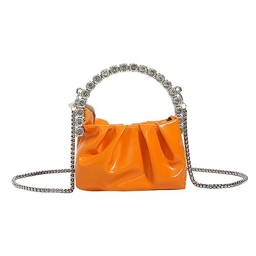 BUBEFSKD 2023 Vielseitige Mode Ruch Design Tasche Telefon Plisderner Strasskreuzkörper Schulter Für Frauen Mädchen Koreanische Umhängetasche von BUBEFSKD