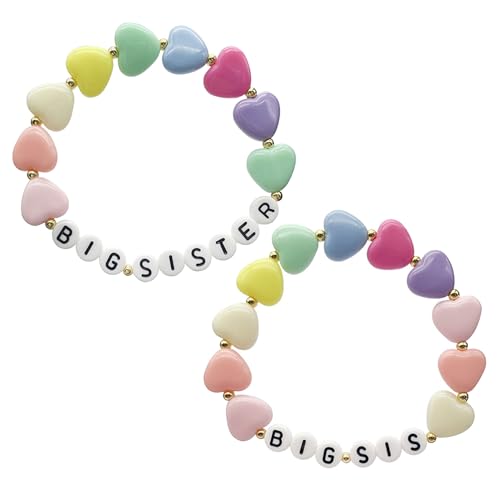 BUBEFSKD 2pcs Schwesterarmbänder Personalisierte Acrylperlen Handchain Farbenfrohe Geschriebene Handgelenkketten Einstellbare Länge Armband Personalisierter Schmuck von BUBEFSKD