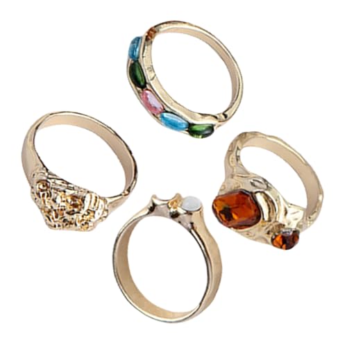 BUBEFSKD 4pcs Elegante Harzringe Set Modische Ringe Mit Gold Oder Silbertonakzent Ideal Für Trendige Frauen von BUBEFSKD