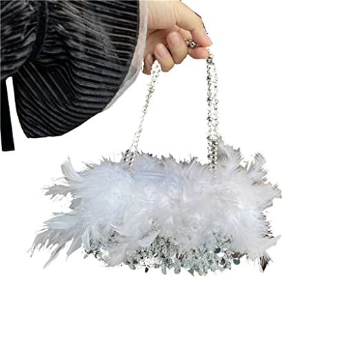 BUBEFSKD Abenddinnertasche Feder Handtasche Perlen Gurt Crossbody Taschen Pailletten Clutch Hochzeitsfeier Prombausbaus Geldbörsen Ausgefallener Retro Messenger BUBEFSKD Abenddinnertasche Feder Handtasche Perlen Gurt Crossbody Taschen Pailletten Clutch Hochzeitsfeier Prombausbaus Geldbörsen Ausgefallener Retro Messenger von BUBEFSKD