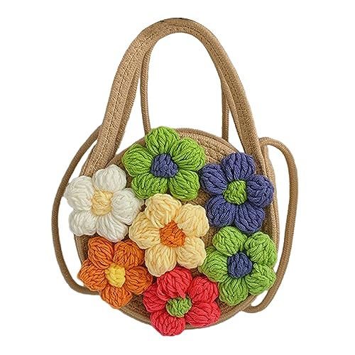 BUBEFSKD Blumenstrandtasche Hanwoven Schulter Handtasche Geldbörse Crossbod von BUBEFSKD