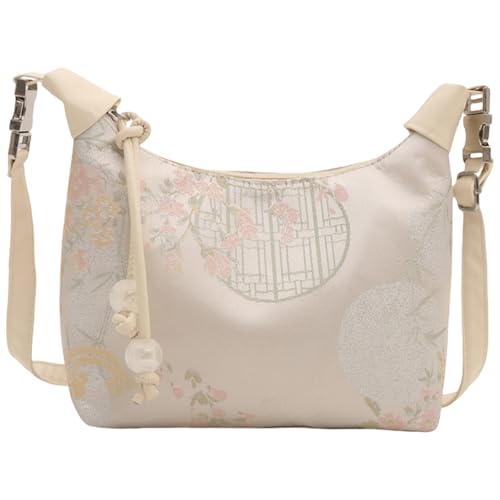 BUBEFSKD Chinesische Vintage Weben Traditioneller Muster Umhängetasche Weiche Nylon Kreuzkörper Geldbörse Mit Verstellbarem Riemen Handtasche Webstoffhandtasche Handtasche Geldbörse von BUBEFSKD