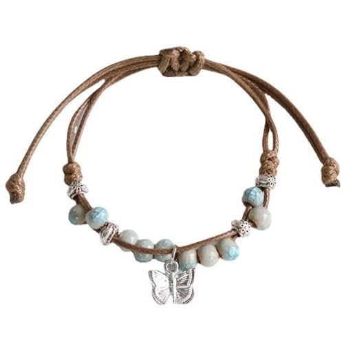 BUBEFSKD Chinesisches Stil Keramik Perlen Armband Mit Schmetterling Charme Elegant Und Zart Geflochten von BUBEFSKD