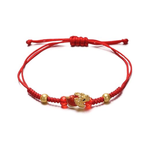 BUBEFSKD Chinesisches Tierarmband Handgefertigtes Perlen Handgelenk Schmuck Rötung Gewebtes Baumwollseilgeschenk Für Frauen Chinesisches Jahr Armbänder von BUBEFSKD