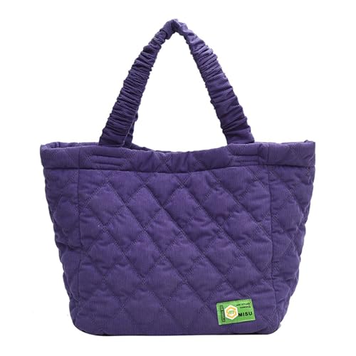 BUBEFSKD Cord Einkaufstasche Nähte Tasche Mit Großer Kapazität Handtasche Schulter Feste Farbbeutel Für Mädchen Frauen Reißverschlussbeutel Für Frauen von BUBEFSKD