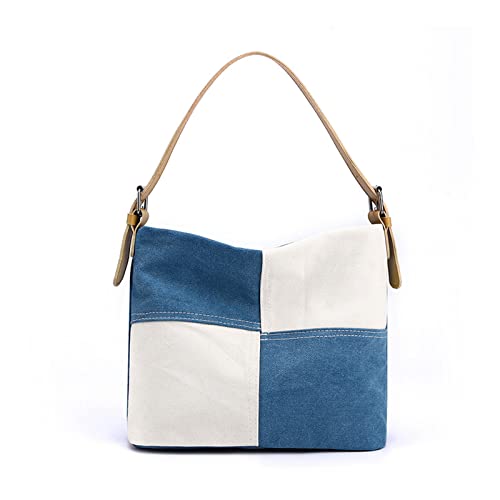 BUBEFSKD Damen Canvas Bag Damen Großkapazität Tasche Tasche Handtasche Patchworkinnen Weibliche Reisetaschen Große Kapazität Handtasche Frauen Patchwork Schulter Mädchen Leinwand Tote von BUBEFSKD