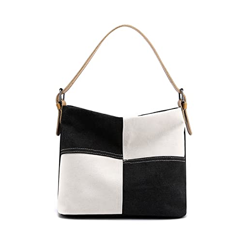 BUBEFSKD Damen Canvas Bag Damen Großkapazität Tasche Tasche Handtasche Patchworkinnen Weibliche Reisetaschen Große Kapazität Handtasche Frauen Patchwork Schulter Mädchen Leinwand Tote von BUBEFSKD