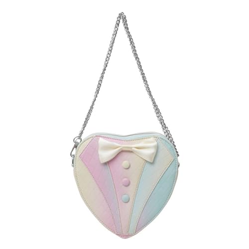 BUBEFSKD Damen Lustige Bowtie Handtasche Geldbörse Mit Crossbody Kette Mode PU Leder Herz Form Kleine Umhängetasche Zum Einkaufen Modische Geldbörse von BUBEFSKD