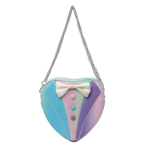 BUBEFSKD Damen Lustige Bowtie Handtasche Geldbörse Mit Crossbody Kette Mode PU Leder Herz Form Kleine Umhängetasche Zum Einkaufen Modische Geldbörse von BUBEFSKD