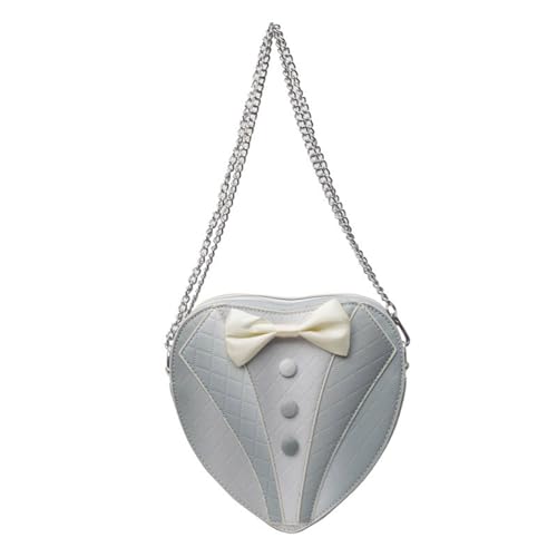 BUBEFSKD Damen Lustige Bowtie Handtasche Geldbörse Mit Crossbody Kette Mode PU Leder Herz Form Kleine Umhängetasche Zum Einkaufen Modische Geldbörse von BUBEFSKD