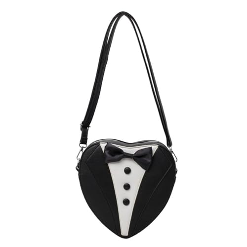 BUBEFSKD Damen Lustige Bowtie Handtasche Geldbörse Mit Crossbody Kette Mode PU Leder Herz Form Kleine Umhängetasche Zum Einkaufen Modische Geldbörse von BUBEFSKD