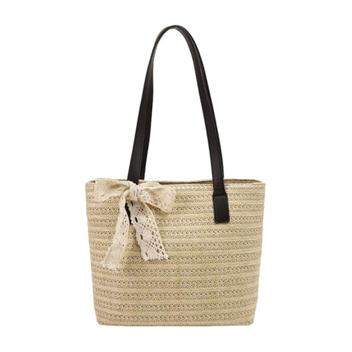 BUBEFSKD Damen Umhängetasche Rattan Gewebt Unterarm Tasche Schulterhandtasche Strand Reißverschluss Achselhänderbeutel Wasserdichte Sandfeste Taschen Für Frauen Mit Reißverschluss Gummi von BUBEFSKD