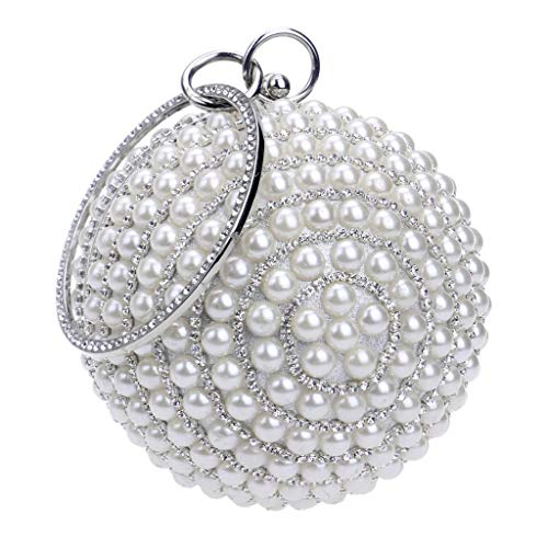 BUBEFSKD Damenabendtasche Rund Ball Hochzeit Party Handtasche Künstliche Perlbein Kleine Umhängetaschen Für Frauen von BUBEFSKD