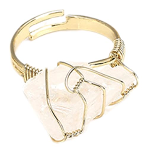 BUBEFSKD Drahtverpackte Natürliche Gestein Verstellbare Ringe Frauen Quarz Stein Unregelmäßige Fingerparty Hochzeit Schmuck Geschenke Verstellbare Kristallringe BUBEFSKD Drahtverpackte Natürliche Gestein Verstellbare Ringe Frauen Quarz Stein Unregelmäßige Fingerparty Hochzeit Schmuck Geschenke Verstellbare Kristallringe von BUBEFSKD