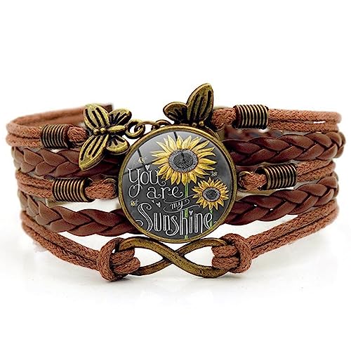 BUBEFSKD Du Bist Mein Sonnenschein Leder Mehrschichtiges Wickelarmband Retro Schmuck Armband Wide Schnallen Für Frauen Geflochtene Manschettenarmbänder Für Frauen von BUBEFSKD