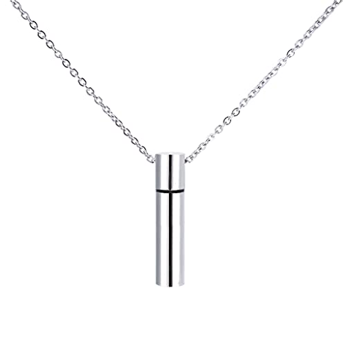 BUBEFSKD Edelstahl Zylinder Cremation Urnen Halskette Für Ashes Memorial Anhänger Mit Versiegelungsgummi Für Männer Einäscherung Schmuck Halskette von BUBEFSKD