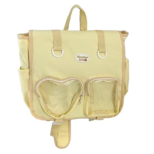 BUBEFSKD Einfacher Und Praktischer Rucksack Für Mädchen Mit Transparenter Taschen Nylon Schule Laptop JK School Tasche Nylon Rucksack von BUBEFSKD