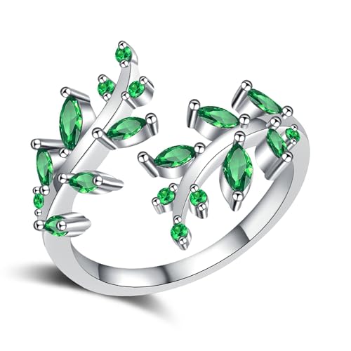 BUBEFSKD Elegante Pflanze Inspirierte Kupferband Schimmern Steine ​​alle Anlässe Allergieresistent Statement Ringe Robuste Modering von BUBEFSKD