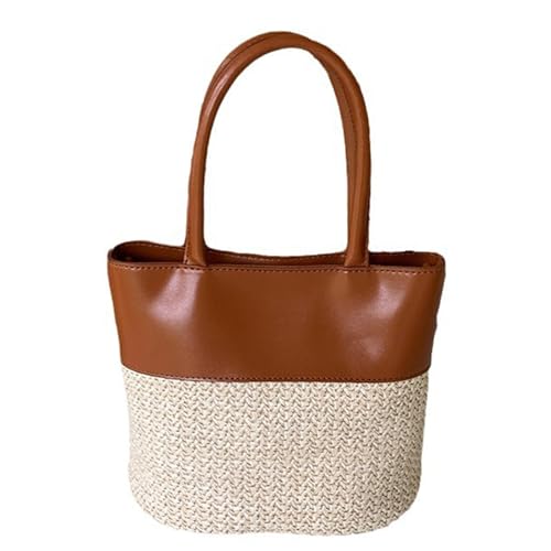 BUBEFSKD Elegante Strandschaufelbeutel Schulter Geldbeutel Bunte Patchwork Handtasche Mit PU Verzierungen Crossbody Taschen Eimerbeutel von BUBEFSKD