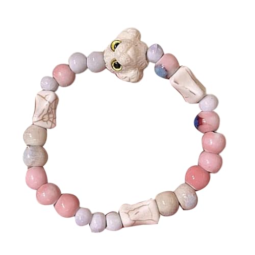 BUBEFSKD Farbenfrohes Perlenkeramikarmband Mit Hund Charme Bequeme Verstellbare Länge Armband Handgefertigtes Tägliches Outfit von BUBEFSKD