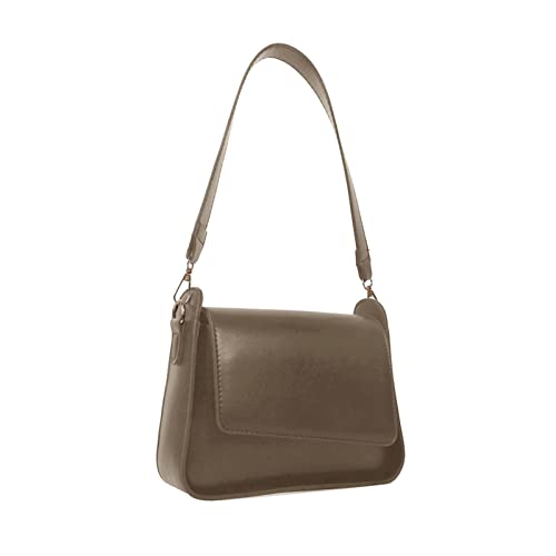 BUBEFSKD Frauen Achselbeutel Damen PU Leder Satchel Bag Flap Messenger Frau Einfache Feste Schulterschlinge Achselstab von BUBEFSKD