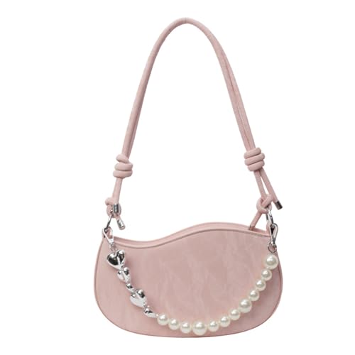 BUBEFSKD Frauen Handtasche Trend Umhängetasche Mit Perlenkette Französische Stils Messenger Crossbody Shopping Dating Damen Schulter Mode Handtasche Achsel Weibliche PU Leder Crossbody von BUBEFSKD