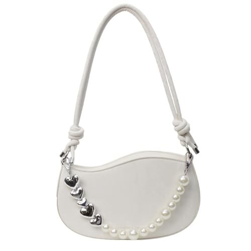BUBEFSKD Frauen Handtasche Trend Umhängetasche Mit Perlenkette Französische Stils Messenger Crossbody Shopping Dating Damen Schulter Mode Handtasche Achsel Weibliche PU Leder Crossbody von BUBEFSKD