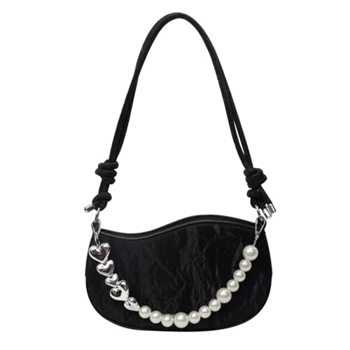 BUBEFSKD Frauen Handtasche Trend Umhängetasche Mit Perlenkette Französische Stils Messenger Crossbody Shopping Dating Damen Schulter Mode Handtasche Achsel Weibliche PU Leder Crossbody von BUBEFSKD