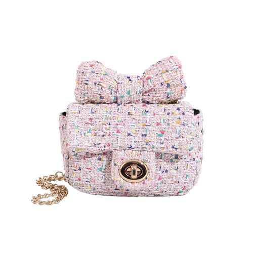 BUBEFSKD Frauen Koreanischer Stil Farbenfroher Gestrickter Crossbody Tasche Mit Kette Süßer Bogenknoten Schulterabend Handtasche von BUBEFSKD