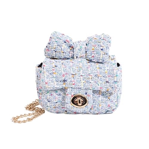 BUBEFSKD Frauen Koreanischer Stil Farbenfroher Gestrickter Crossbody Tasche Mit Kette Süßer Bogenknoten Schulterabend Handtasche von BUBEFSKD