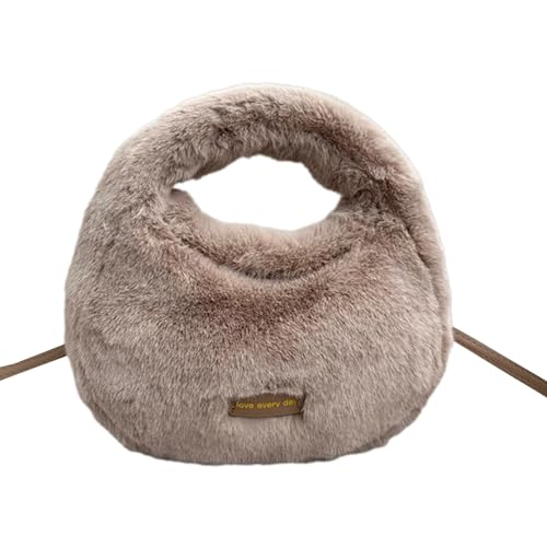 BUBEFSKD Frauen Pelzige Umhängetasche Winter Crossbody All Matching Dumpling Girls Messenger Vintage Handtasche Frauen Pelzige Schulter Süßer Winter Dumpling Female Messenger von BUBEFSKD