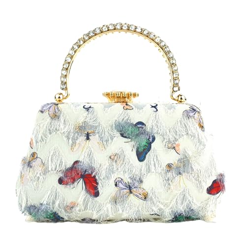 BUBEFSKD Frauen Strasssteine Metallgriff Geldbeutel Abendbeutel Mit Crossbody Ketten Schmetterling Quasten Cheongsam Handtasche Für Partys Frauen Abendhalmhandtasche Handtasche BUBEFSKD Frauen Strasssteine Metallgriff Geldbeutel Abendbeutel Mit Crossbody Ketten Schmetterling Quasten Cheongsam Handtasche Für Partys Frauen Abendhalmhandtasche Handtasche von BUBEFSKD