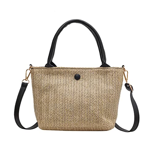 BUBEFSKD Frauen Strohkreuzbodus Tasche Einfacher Lässiges Schulter Handgefertigtes Strach Messebotten Handtasche Für Frauen Stroh Schulter Sommerstrand Crossbody BUBEFSKD Frauen Strohkreuzbodus Tasche Einfacher Lässiges Schulter Handgefertigtes Strach Messebotten Handtasche Für Frauen Stroh Schulter Sommerstrand Crossbody von BUBEFSKD