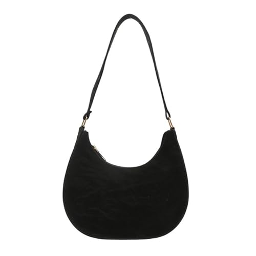 BUBEFSKD Frauen Vintage Unterarmtasche PU Leder Mond Form Umhängetasche Geldbeutel Elegant Lässige Einfarbige Farbe Reißverschluss Handtasche PU Leder Handtasche von BUBEFSKD