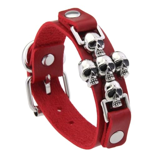 BUBEFSKD Gekreuzter Und Schädel PU Lederarmband Verstellbares Verschluss Unisex Handgelenk Schmuck Geschenk Für Punk Mode Enthusiasten Gothic Leder Armband Für Männer von BUBEFSKD